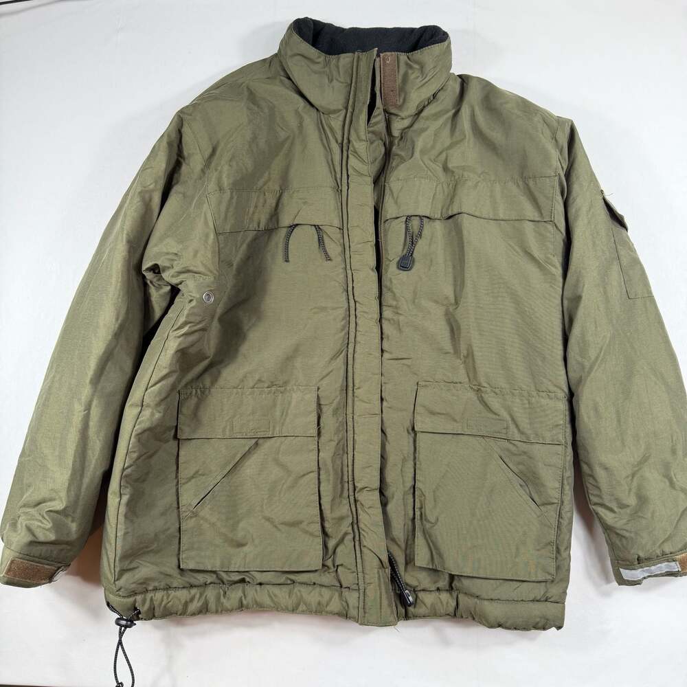 Basic Editions Men's Olive Green Utility Puffer Jacket